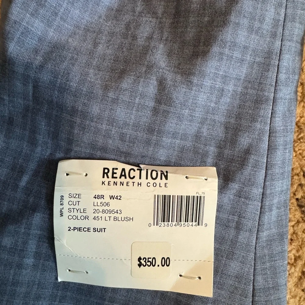 Kenneth Cole Reaction Blazer Blue Gray New with Tags Men’s 48R Plaid Suit Jacket